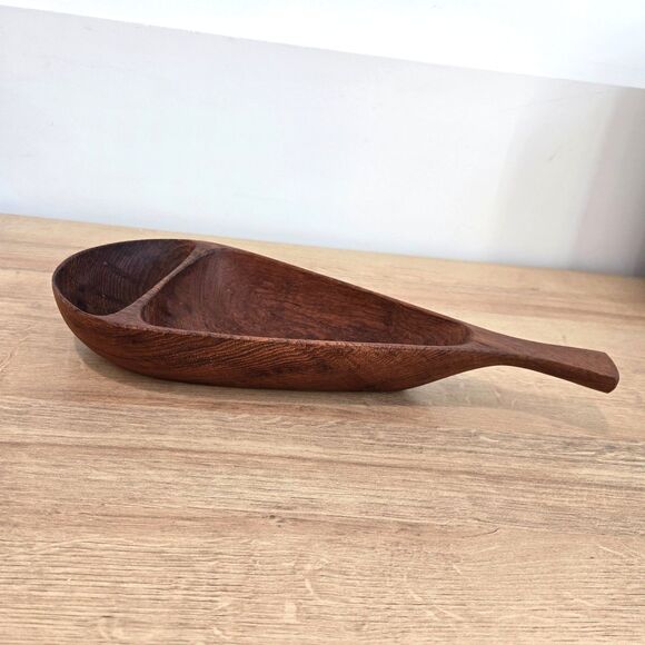 stig sandqvist Other - Stig Sandqvist Long 14.5" Teak Divided Wood Bowl Organic Design Marked Sweden SS